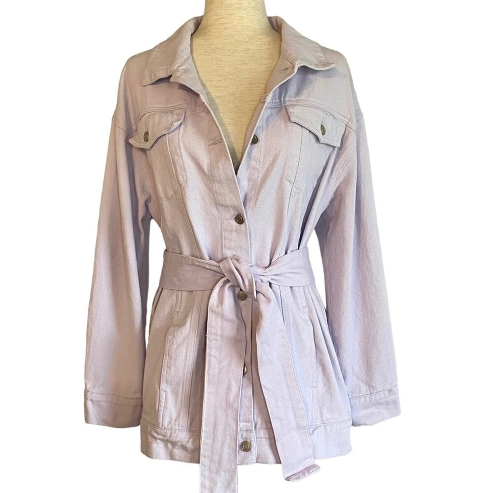 ETOPHE STUDIOS Oversized Long Length Jean Jacket Purple Size Medium Lagenlook